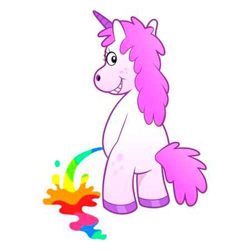 Unicornio meando arcoiris