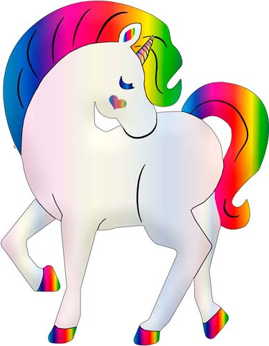 Unicornio con corazon color ico