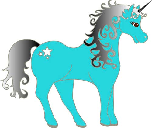 Unicornio caballo azul color