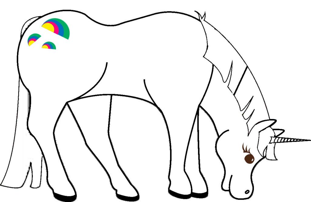 Unicornio pastando para colorear