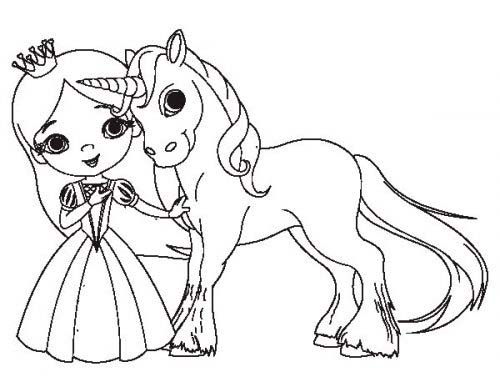 Princesa unicornio colorear